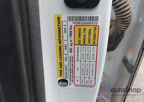 2025 Ford F-150 Xl из США, поврежденный, VIN 1FTFW1L55SKD54724